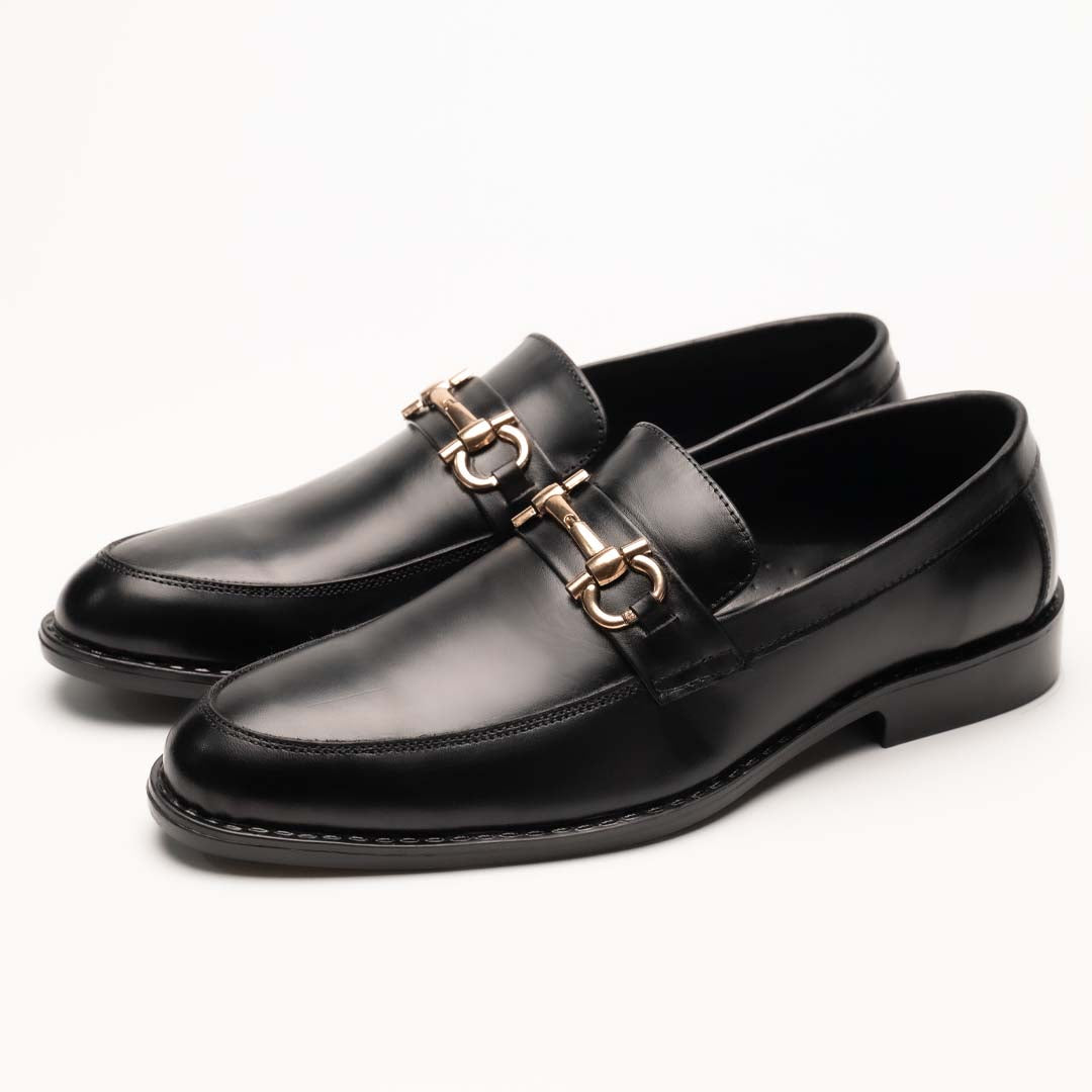 Horse-bit leather loafers in black — handmade, Upstreet Co