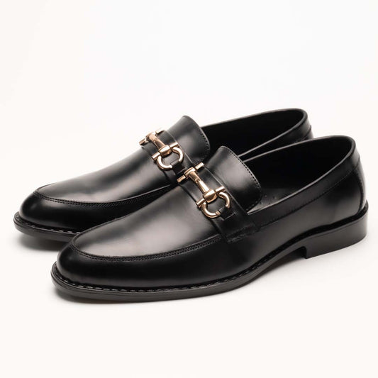 Horse-bit leather loafers in black — handmade, Upstreet Co