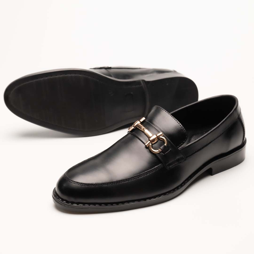Horse-bit leather loafers in black — handmade, Upstreet Co