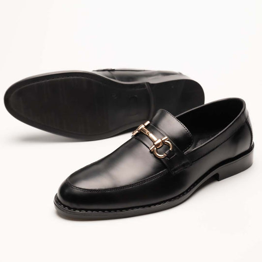 Horse-bit leather loafers in black — handmade, Upstreet Co