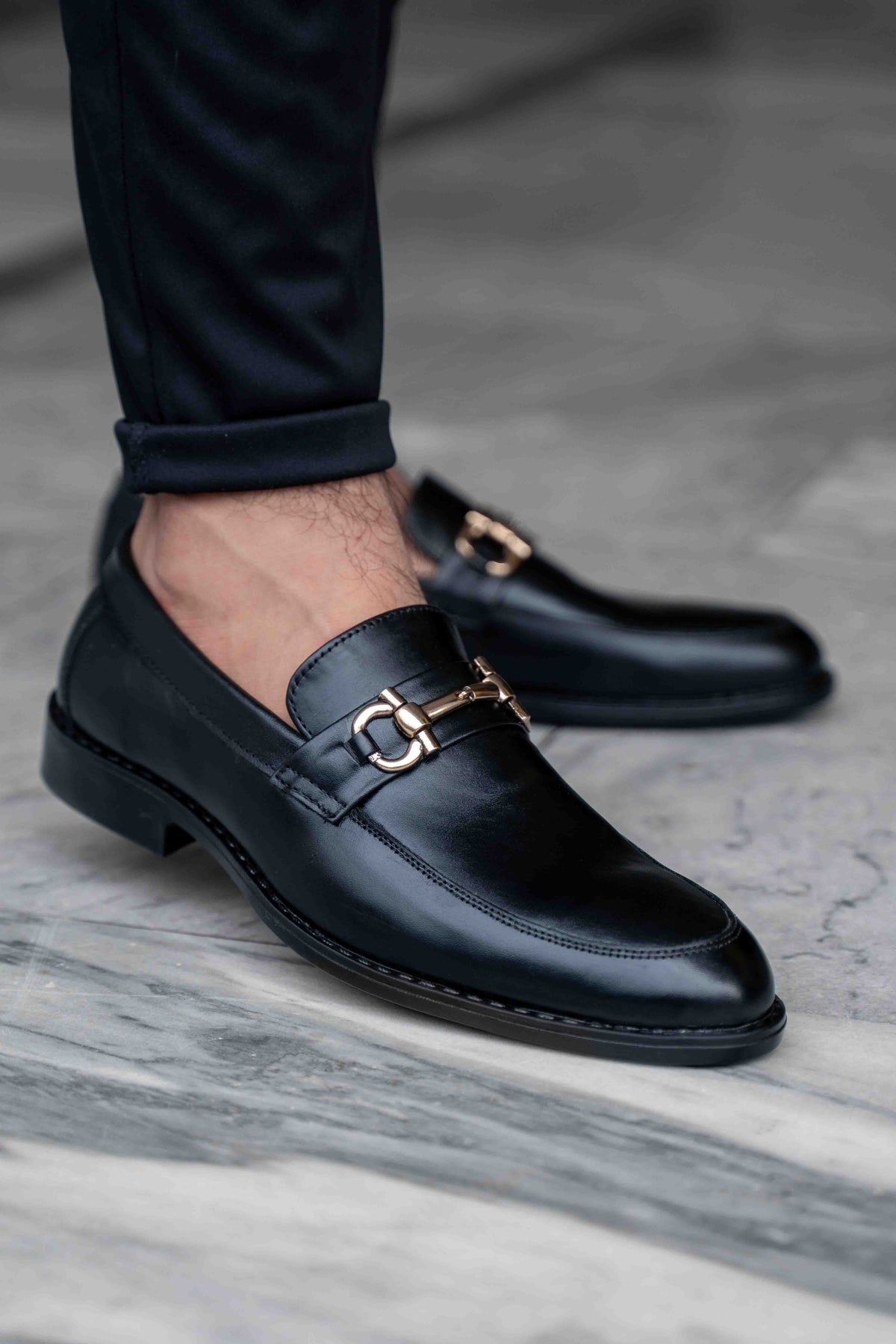 Horse-bit leather loafers in black — handmade, Upstreet Co