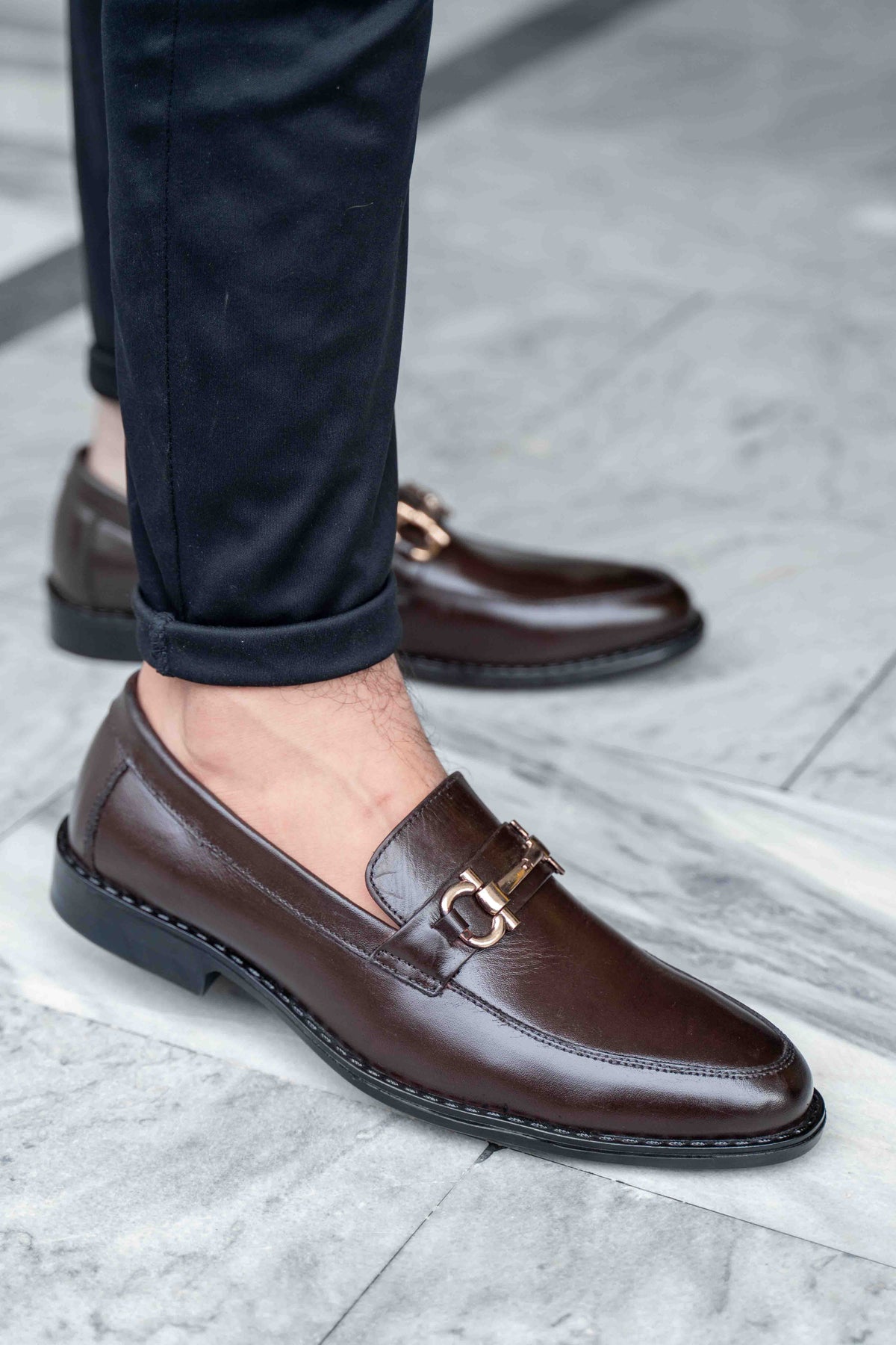 Horse-bit leather loafers in brown — handmade, Upstreet Co