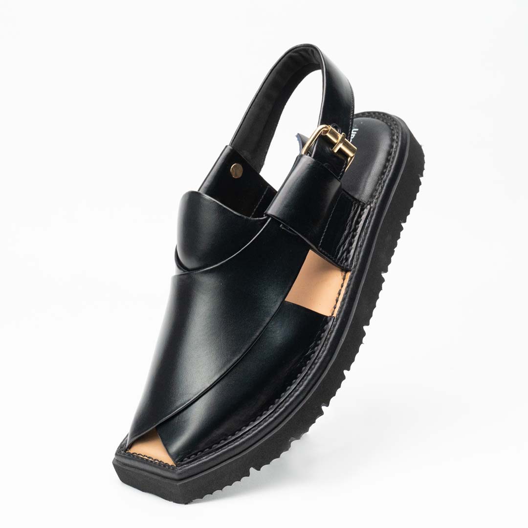 Ultra-lightweight Kaptan chappal in black — handmade pure leather, Upstreet Co