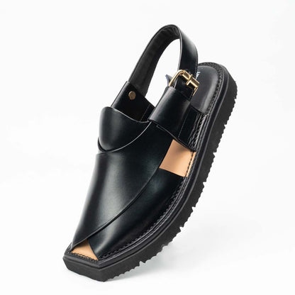 Ultra-lightweight Kaptan chappal in black — handmade pure leather, Upstreet Co