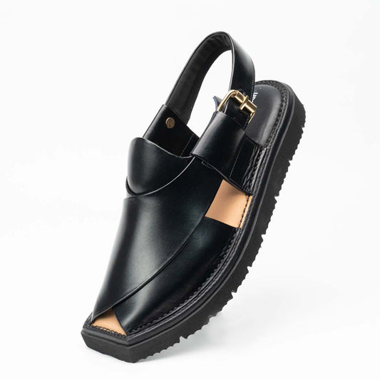 Ultra-lightweight Kaptan chappal in black — handmade pure leather, Upstreet Co