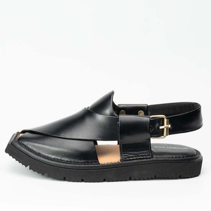 Ultra-lightweight Kaptan chappal in black — handmade pure leather, Upstreet Co