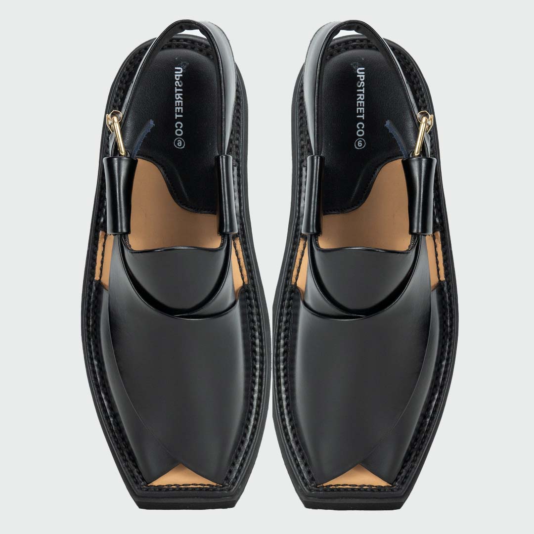 Ultra-lightweight Kaptan chappal in black — handmade pure leather, Upstreet Co