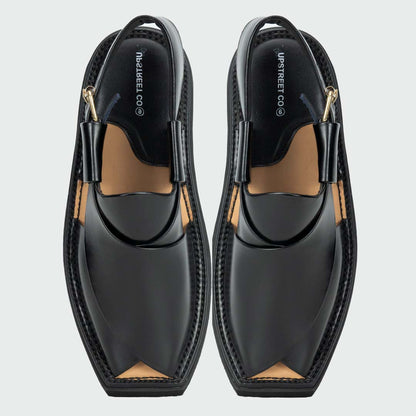 Ultra-lightweight Kaptan chappal in black — handmade pure leather, Upstreet Co