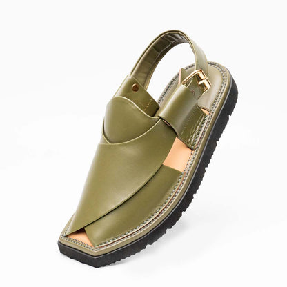 Ultra-lightweight Kaptan chappal in olive — handmade pure leather, Upstreet Co