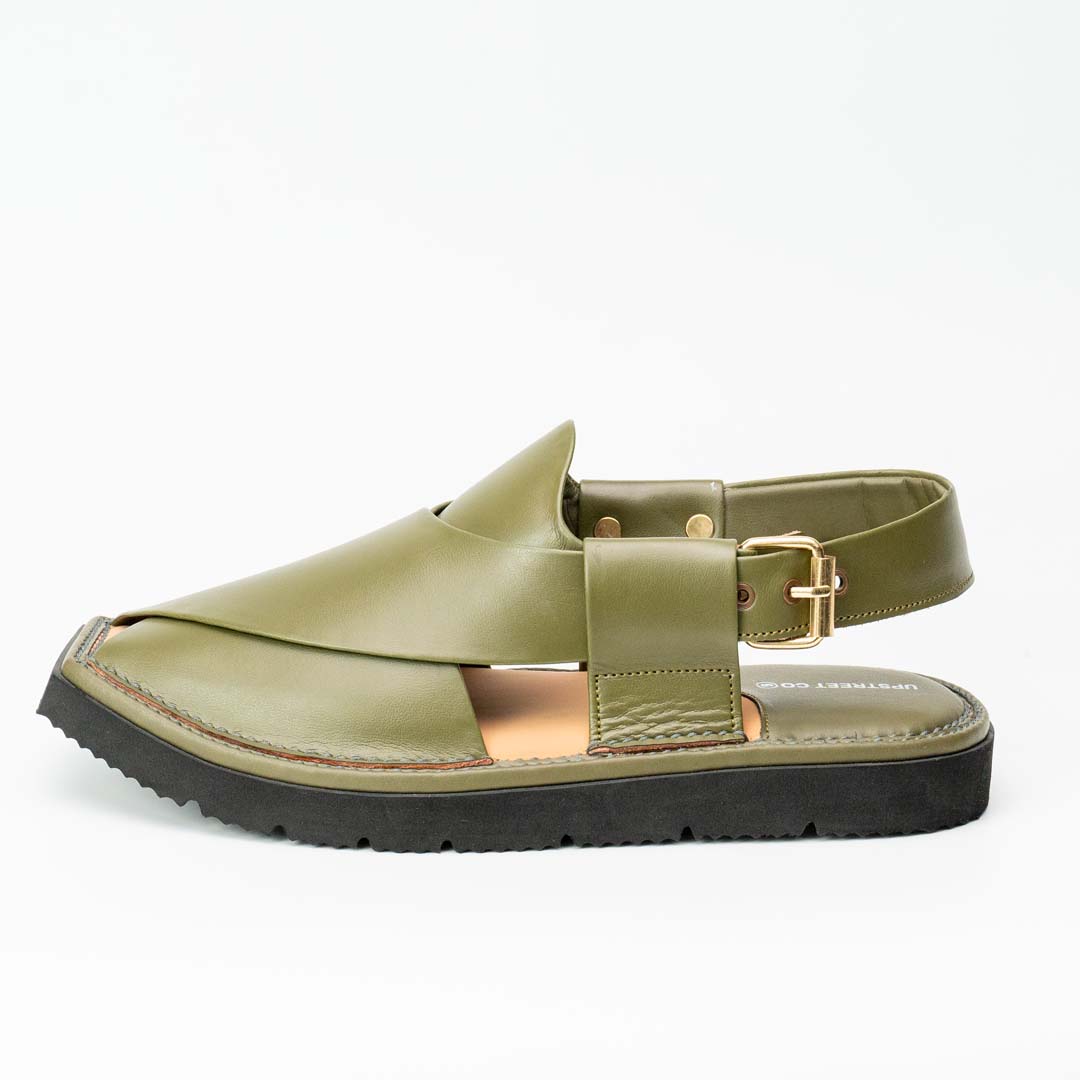 Ultra-lightweight Kaptan chappal in olive — handmade pure leather, Upstreet Co
