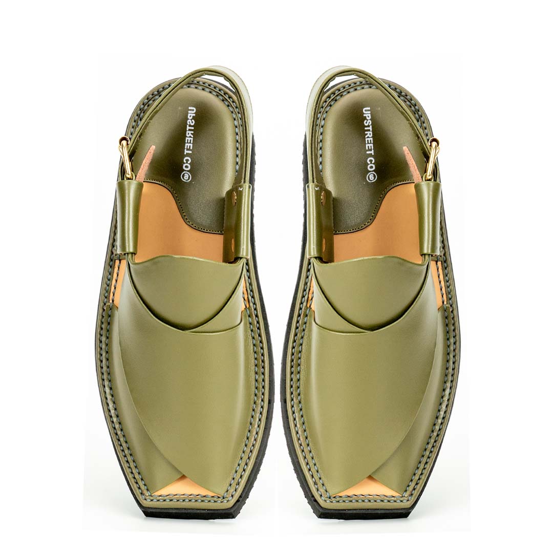 Ultra-lightweight Kaptan chappal in olive — handmade pure leather, Upstreet Co