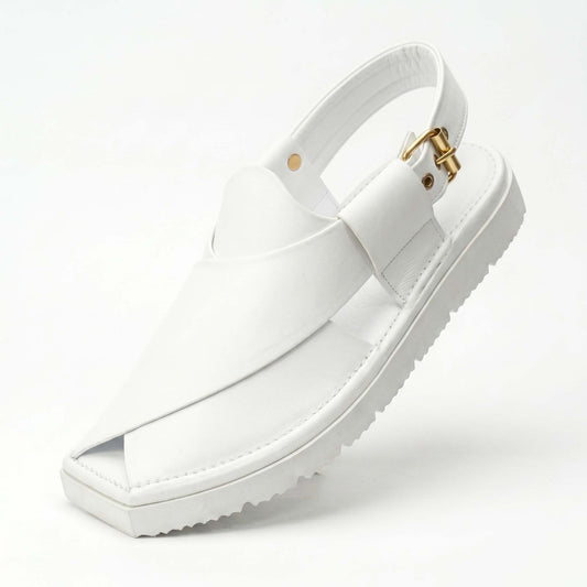 Ultra-lightweight Kaptan chappal in white — handmade pure leather, Upstreet Co
