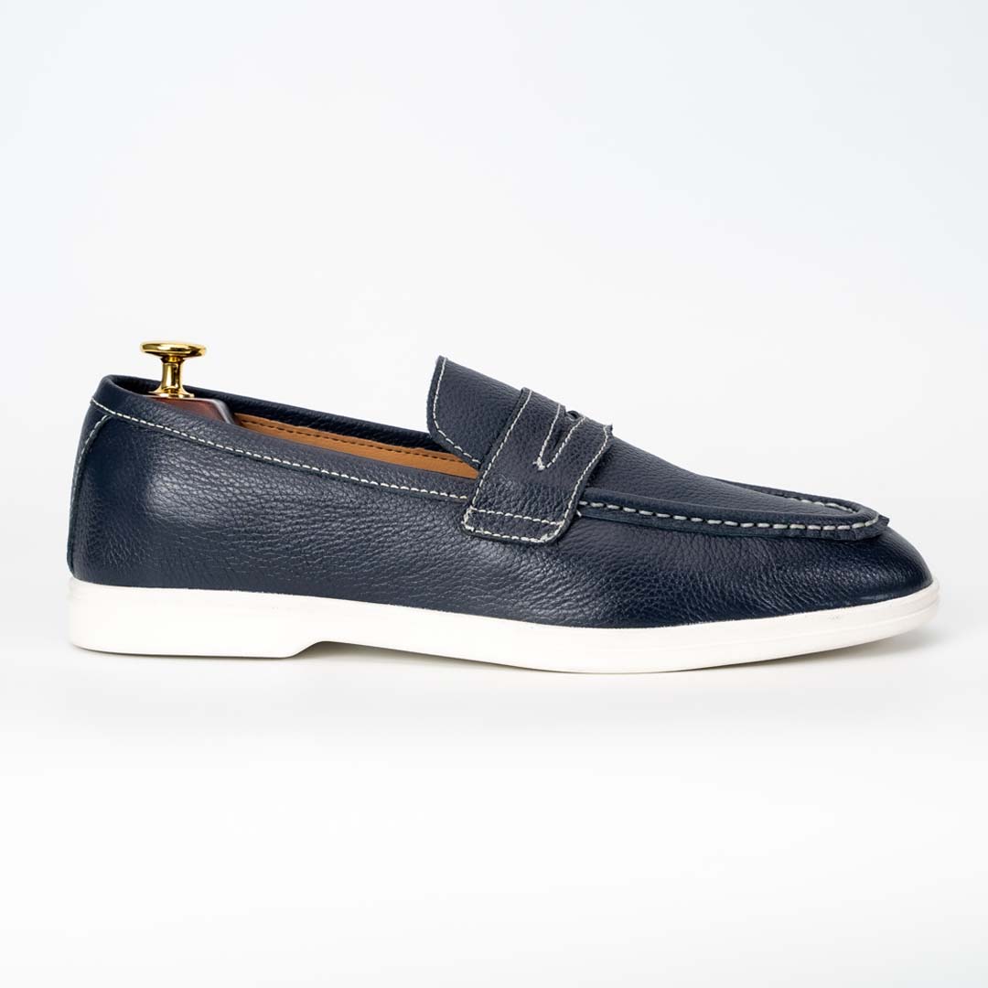 La Blue premium leather loafers in blue — handmade, Upstreet Co