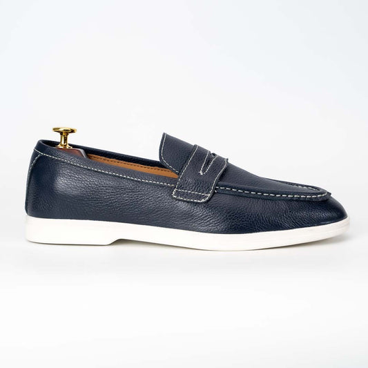 La Blue premium leather loafers in blue — handmade, Upstreet Co