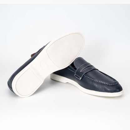 La Blue premium leather loafers in blue — handmade, Upstreet Co