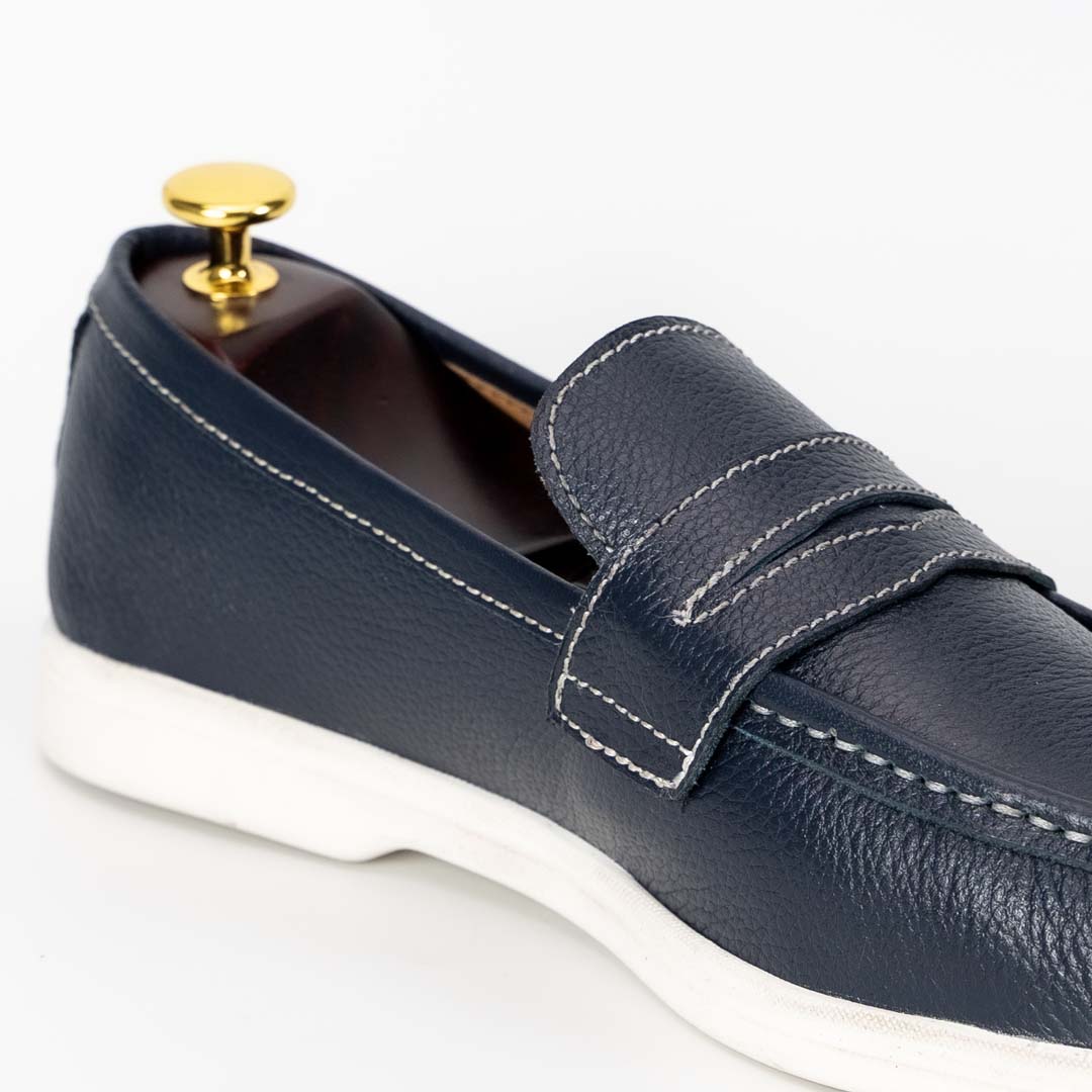 La Blue premium leather loafers in blue — handmade, Upstreet Co