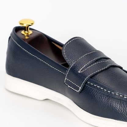 La Blue premium leather loafers in blue — handmade, Upstreet Co