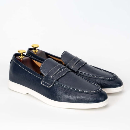 La Blue premium leather loafers in blue — handmade, Upstreet Co