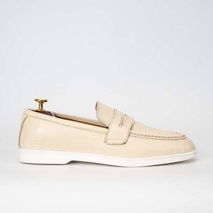 La Creme premium leather loafers in cream — handmade, Upstreet Co