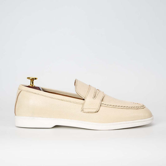 La Creme premium leather loafers in cream — handmade, Upstreet Co
