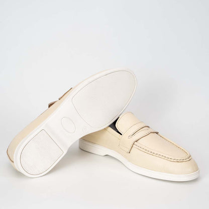 La Creme premium leather loafers in cream — handmade, Upstreet Co
