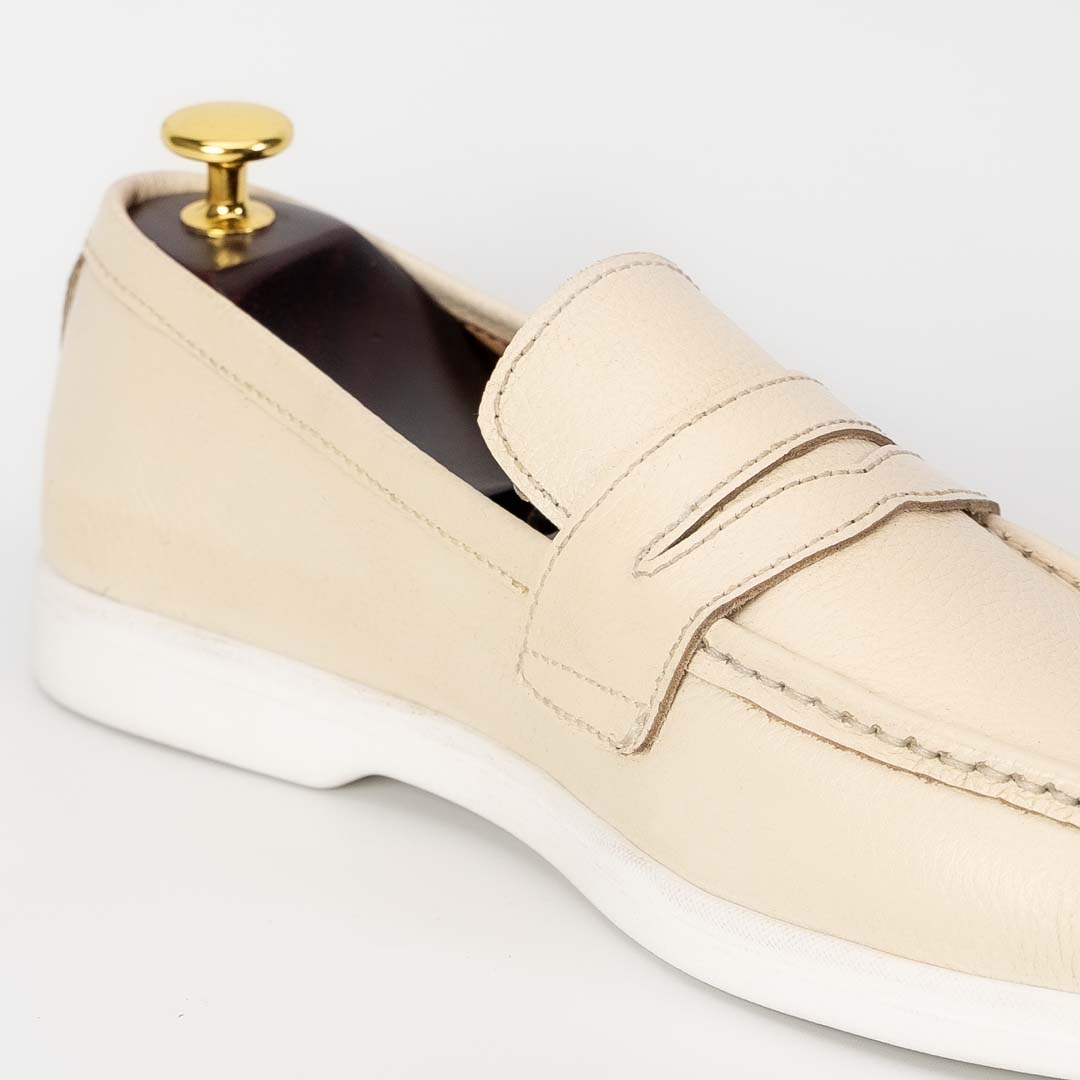 La Creme premium leather loafers in cream — handmade, Upstreet Co