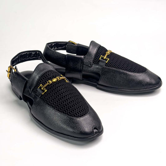 Ultra-soft breathable mesh sandal in black for men — handmade, Upstreet Co