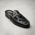 Knitted Backless Mule Slipper Black- US0104