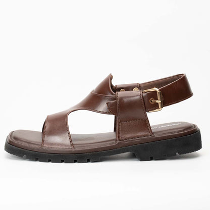 Panjedar soft Peshawari chappal in brown — five-strap handmade leather, Upstreet Co