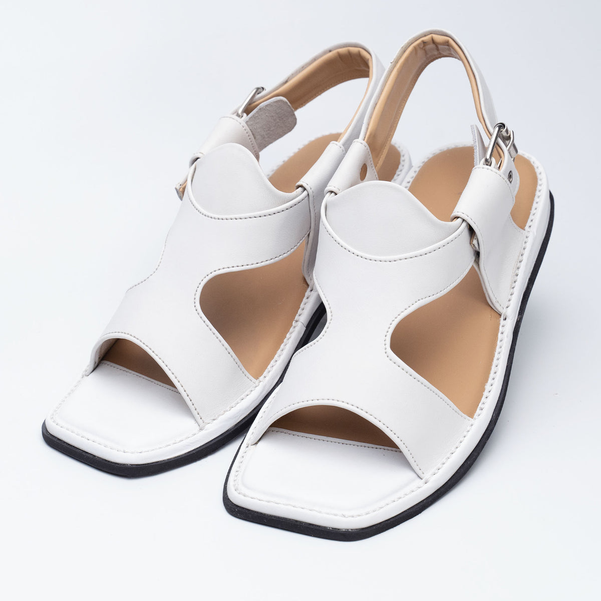 White Panjedar soft Peshawari chappal — handmade leather, Upstreet Co
