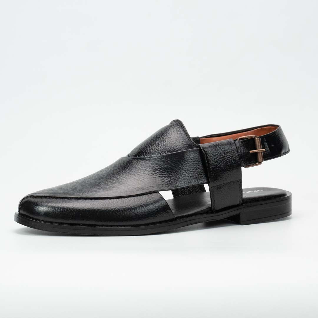 Executive Peshawari chappal in black — handmade pure leather, Upstreet Co