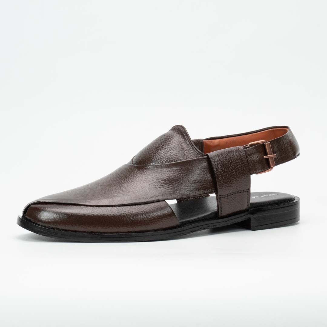 Executive Peshawari chappal in brown — handmade pure leather, Upstreet Co