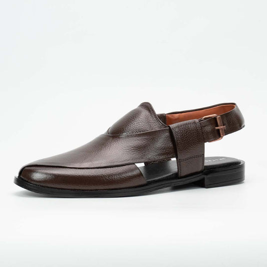 Executive Peshawari chappal in brown — handmade pure leather, Upstreet Co