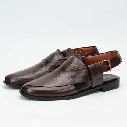 Executive Peshawari chappal in brown — handmade pure leather, Upstreet Co