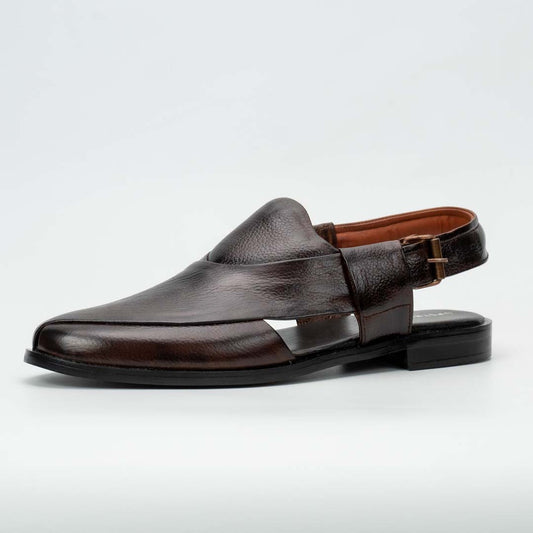 Executive Peshawari chappal in two-tone burgundy — handmade pure leather, Upstreet Co