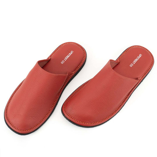 Terracotta tan leather slippers for men — ultra-soft handmade, Upstreet Co