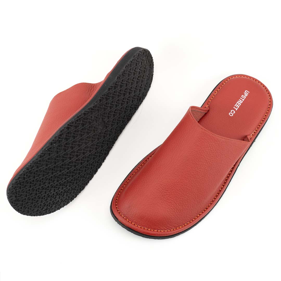 Terracotta tan leather slippers for men — ultra-soft handmade, Upstreet Co