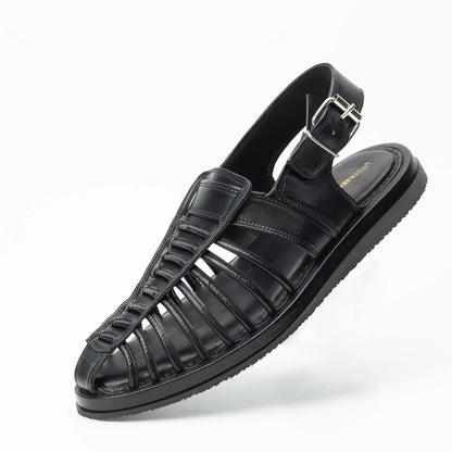 Handmade leather summer sandal for men in black — Upstreet Co, Pakistan