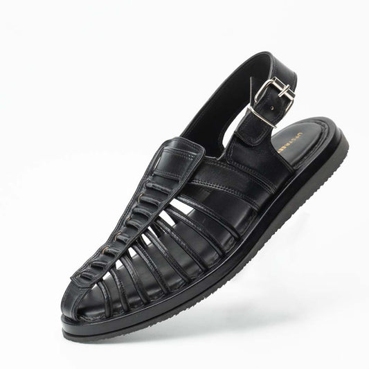 Handmade leather summer sandal for men in black — Upstreet Co, Pakistan