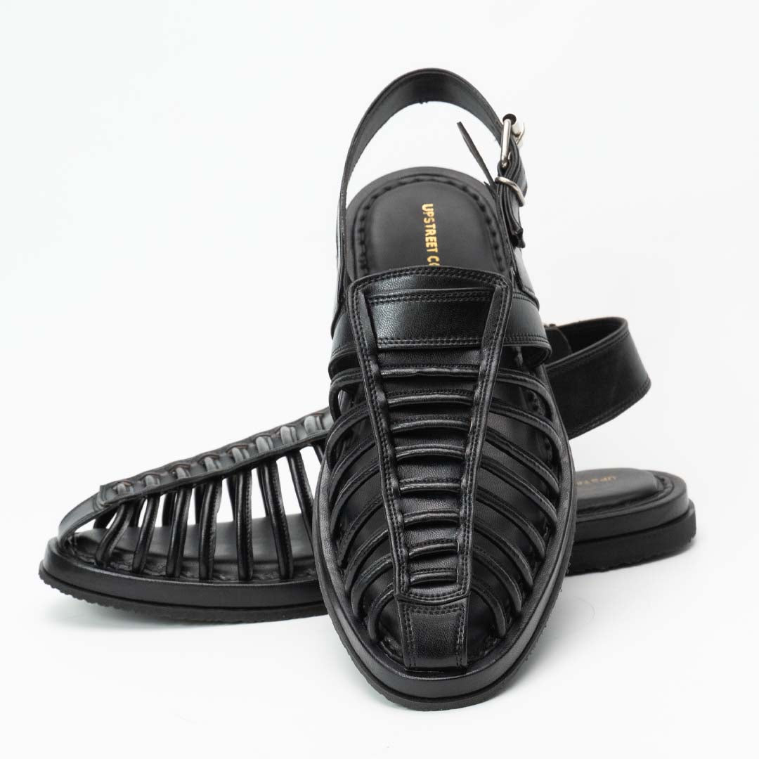 Handmade leather summer sandal for men in black — Upstreet Co, Pakistan