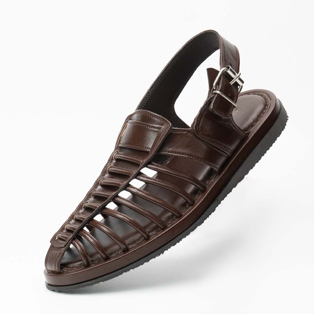 Handmade leather summer sandal for men in brown — Upstreet Co, Pakistan