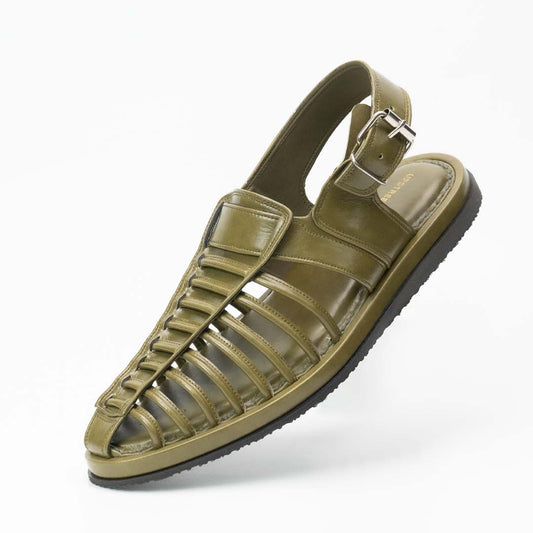 Handmade leather summer sandal for men in olive — Upstreet Co, Pakistan