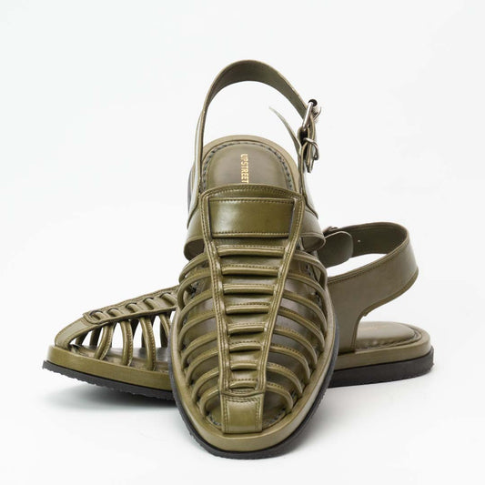 Handmade leather summer sandal for men in olive — Upstreet Co, Pakistan