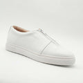 White Slip-On Leather Sneakers – Handmade & Lightweight - US0099