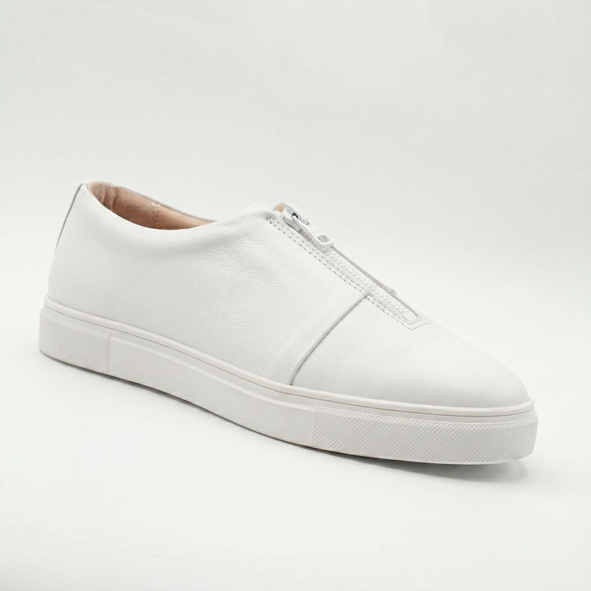 White slip-on leather sneakers — handmade lightweight, Upstreet Co