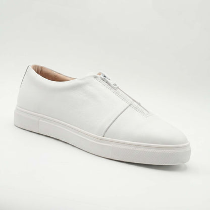 White slip-on leather sneakers — handmade lightweight, Upstreet Co