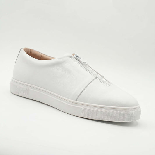 White slip-on leather sneakers — handmade lightweight, Upstreet Co