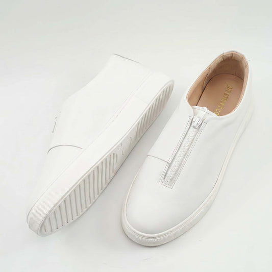 White slip-on leather sneakers — handmade lightweight, Upstreet Co