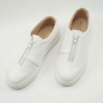 White slip-on leather sneakers — handmade lightweight, Upstreet Co